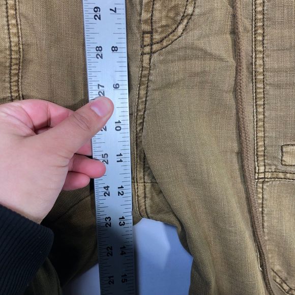 Free People Green Cargo Wide Leg Cropped Cuffed Hem Pants 0 - Picture 9 of 12